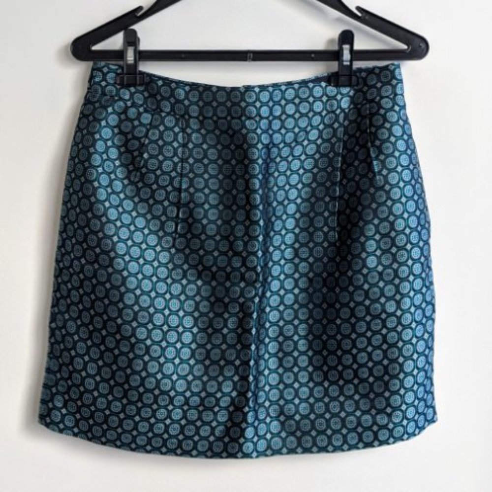 J Crew Turquoise Patterned Mini Skirt Sz 6